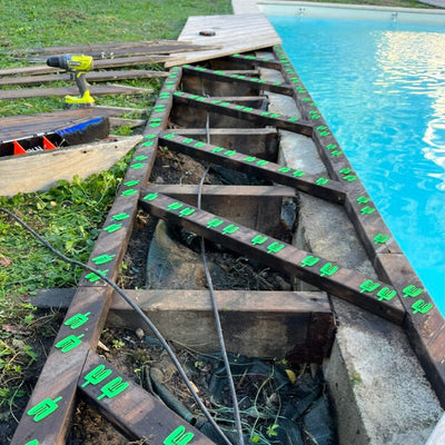 Proteger Terasse en Bois avec des cales - piscine - Cales en position